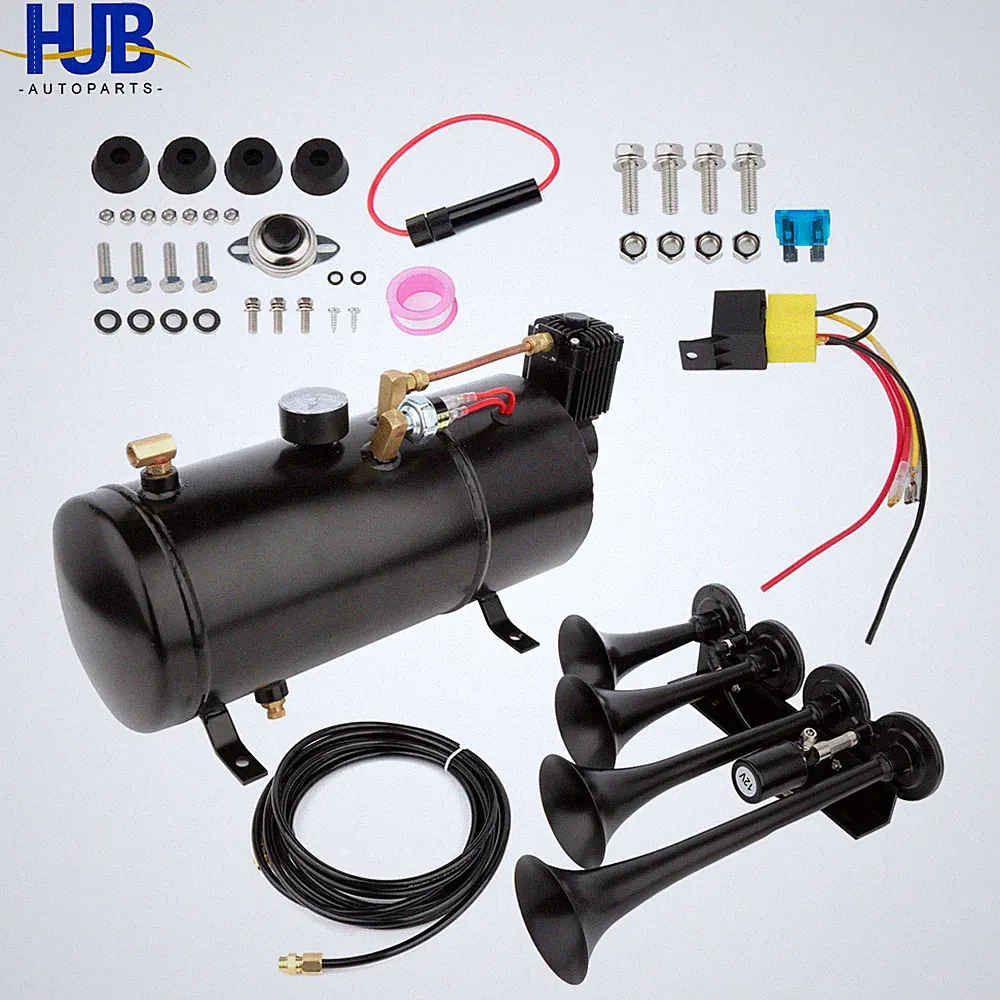0.8 Gallon 4 TrumpetSair tank 150 PSI 12 volt air compressor For Car Truck