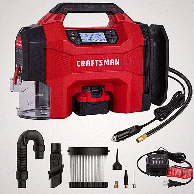 Cordless Tire Inflator 160 PSI 4.0Ah Battery Charger Car Vacuum LED CRAFTSMAN