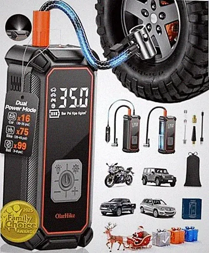 Cordless Tire Inflator Portable Air 5400mah with Cable (Car & SUV) - 1-Gray