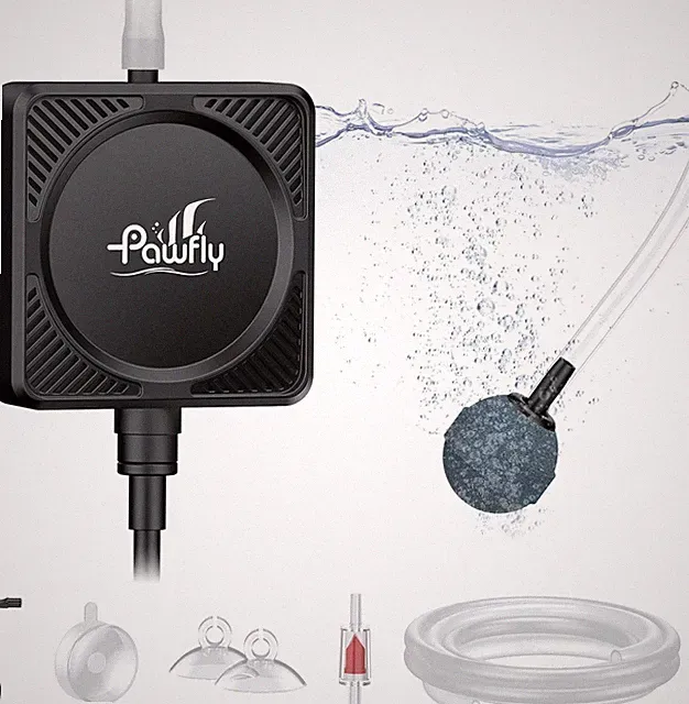 Pawfly Nano Silent Aquarium Air Pump, Mini Bubbler with Accessories, 1.3 W