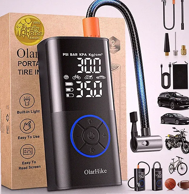 Portable Tire Inflator Air Compressor 12V Car Tire Pump Dual Hose System